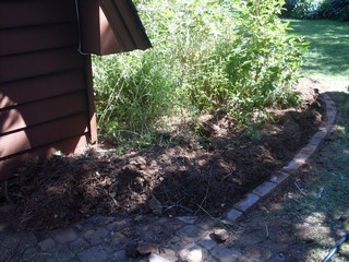 one corner of the bed dug up  
