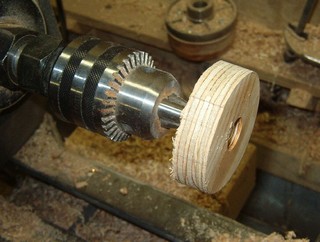 disk in woodlathe for shaping