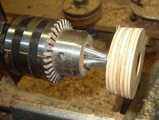 disk in woodlathe shaped