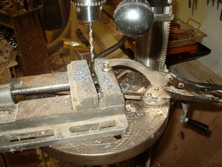  drilling the hollowing tool shaft for the set screw 