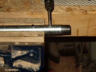  drilling the hollowing tool handle for a set screw