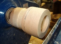 cutting the mortise into the tealight blank