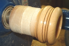 woodturning with turner's polish applied