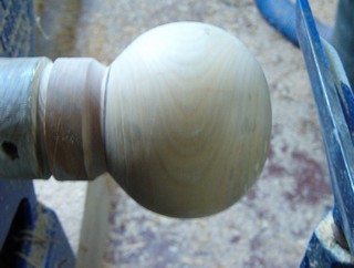 hot glued to a glue block and mounted to the bowl lathe