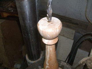 widen the hole through the shaft to 3/8" 