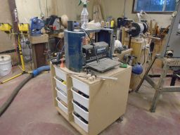 the planer. Note the drawers in the cabinet   