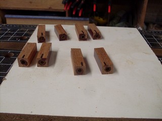 blanks with brass rods glued in