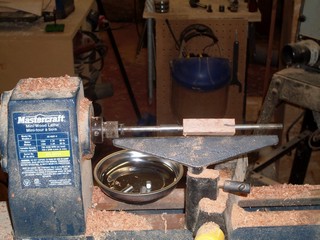 first bushing and blank on the mandrel