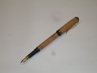 figured, bird's eye maple fountain pen