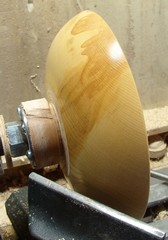 new bowl ready to come off the lathe
