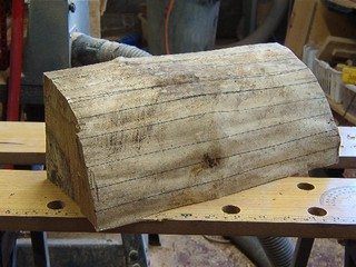 quarter log marked for quarter sawing