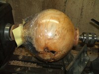 woodworking lathe method: mounting the burl